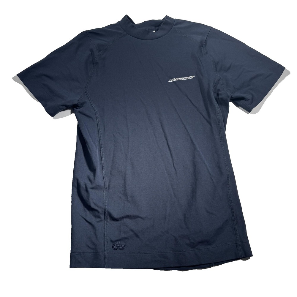 Lacoste Mens Small Navy Blue Slim Fit Athletic T-Shirt Logo Crewneck Tee FA13487